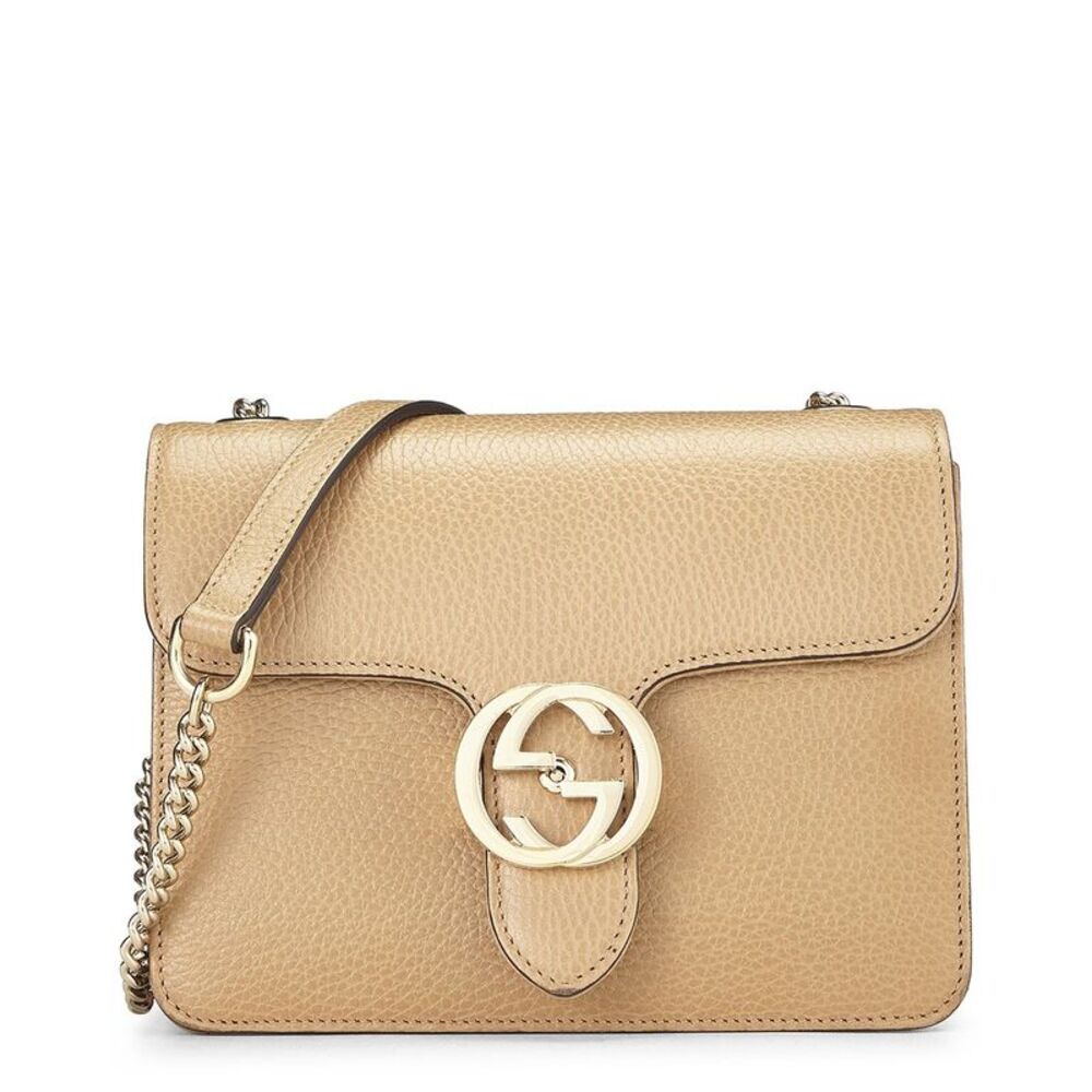 Gucci Beige Leather Interlocking Crossbody Small (Authentic Pre-Loved)